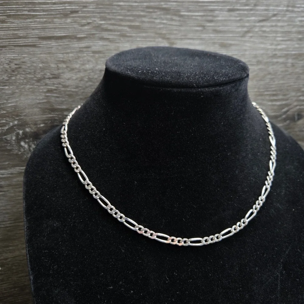 925 Sterling Silver 5mm Figaro Chain Necklace 18